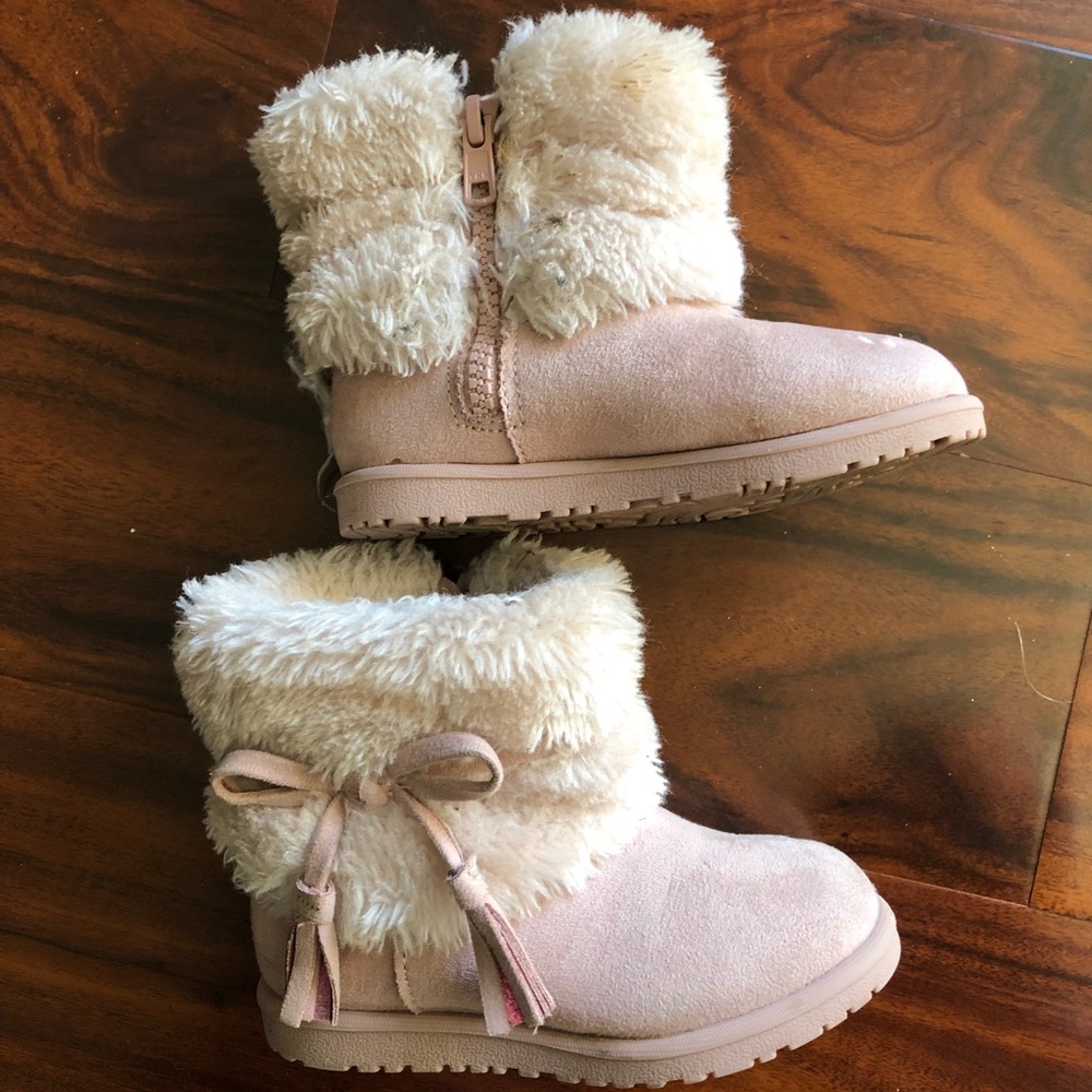 Size 8, pink and cream Cat & Jack booties